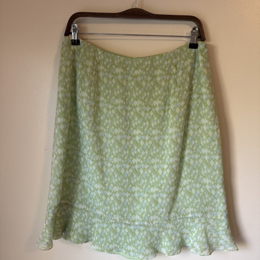 Cynthia Howie‎ Womens Silk Skirt Ruffle Fairycore Size 14P Green Whimsical NWT
